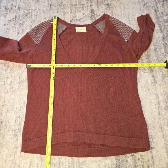 Shae Sweater Womens Medium Brick Red V Neck Stud Detail Pullover Top Everyday - Picture 4 of 9
